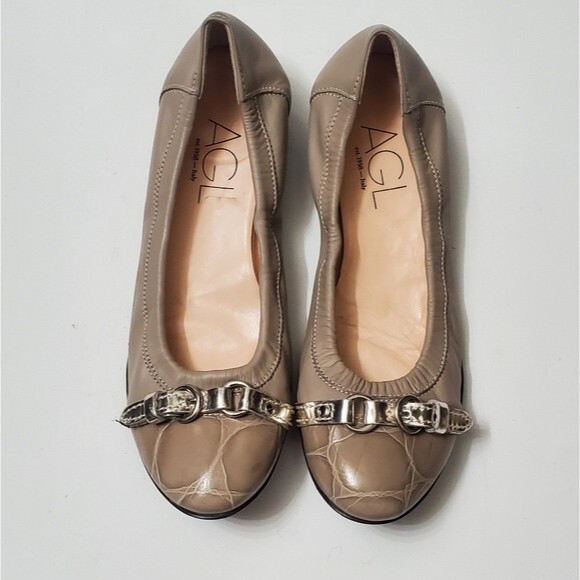 AGL Monika Cap Toe Womens Buckled Slip on Ballet Leather Flats NWOB EU size 36 - Picture 3 of 6